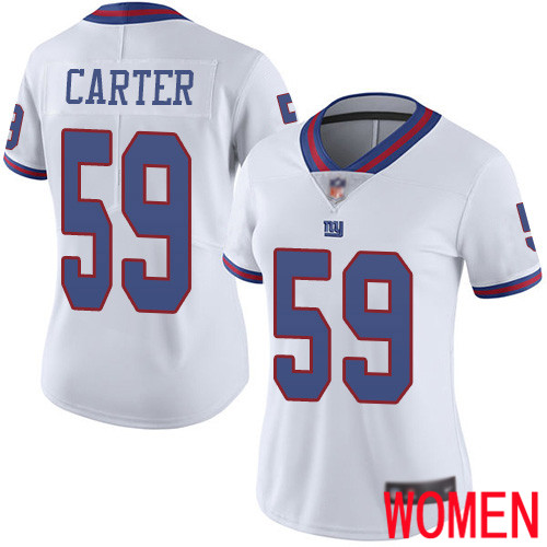 Women New York Giants #59 Lorenzo Carter Limited White Rush Vapor Untouchable Football NFL Jersey->women nfl jersey->Women Jersey
